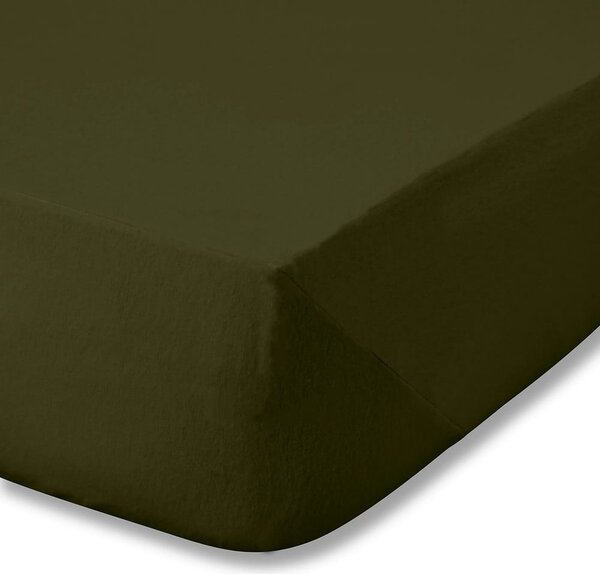 Lenzuolo con angoli color kaki in flanella 90x190 cm Brushed – Catherine Lansfield