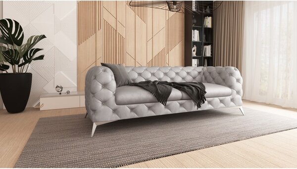 Divano grigio chiaro con rivestimento in velluto 225 cm Chelsea – Ropez