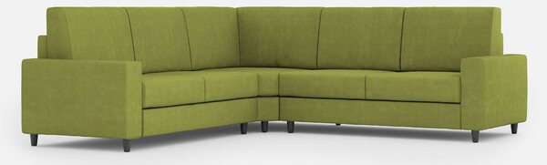 Divano Angolare 5 Posti 226x226x85 cm Sakar in Tessuto Verde