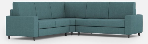 Divano Angolare 5 Posti 226x226x85 cm Sakar in Tessuto Petrolio