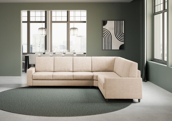 Divano Angolare 6 Posti 286x226x85 cm Sakar in Tessuto Beige