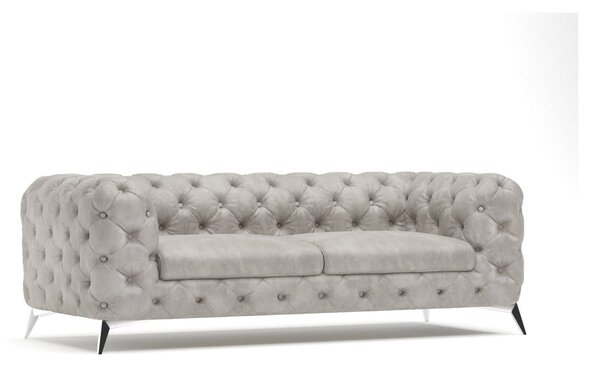Divano grigio chiaro con rivestimento in velluto 225 cm Chelsea – Ropez