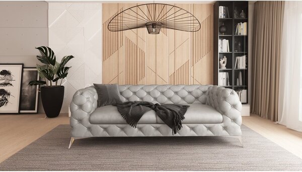 Divano grigio chiaro con rivestimento in velluto 225 cm Chelsea – Ropez