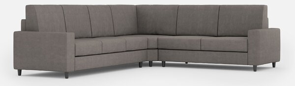 Divano Angolare 6 Posti 286x226x85 cm Sakar in Tessuto Grigio