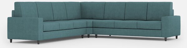 Divano Angolare 7 Posti 286x286x85 cm Sakar in Tessuto Petrolio