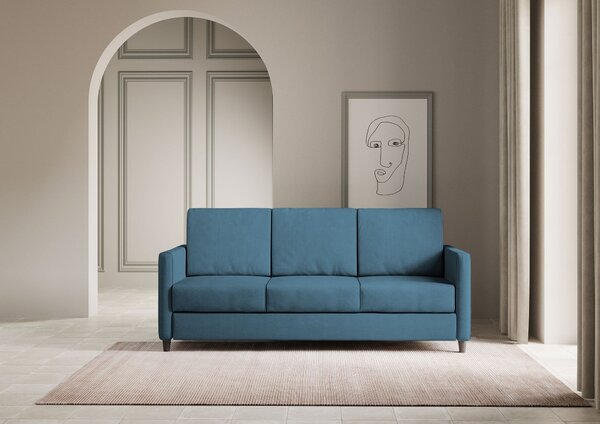 Divano 3 Posti 198x85x85 cm Karay in Tessuto Avio