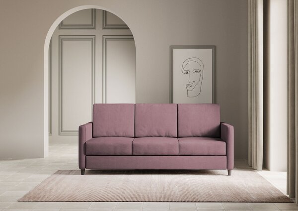 Divano 3 Posti 198x85x85 cm Karay in Tessuto Prugna