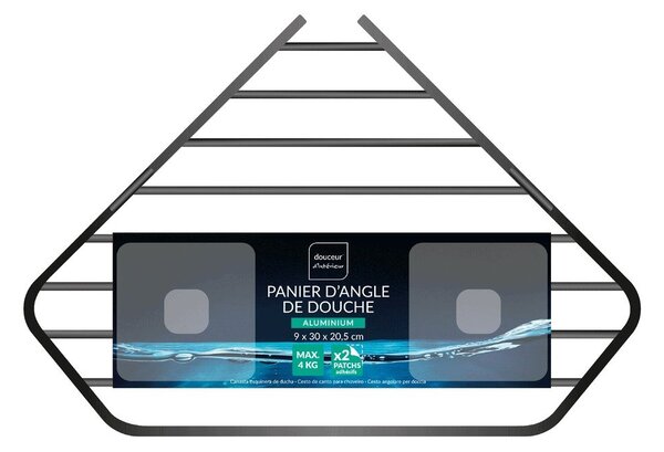 Mensola da bagno senza foratura/ad angolo nera opaca in alluminio Filaire Aluminium – douceur d'intérieur