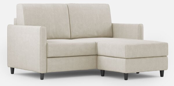 Divano 2 Posti con Pouf 138x155x85 cm Karay in Tessuto Latte