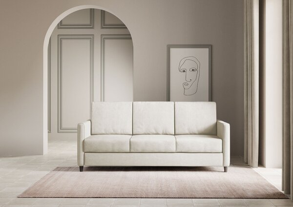 Divano 3 Posti 198x85x85 cm Karay in Tessuto Latte