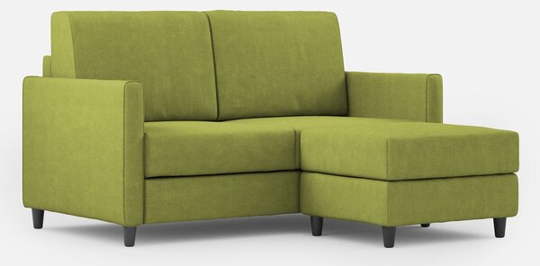Divano 2 Posti con Pouf 138x155x85 cm Karay in Tessuto Verde