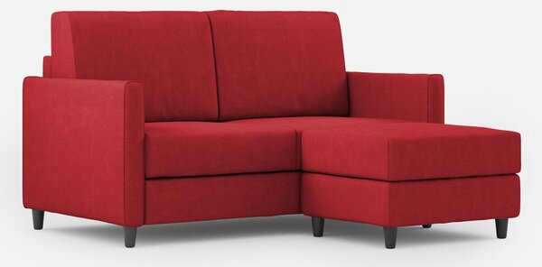 Divano 2 Posti con Pouf 138x155x85 cm Karay in Tessuto Rosso
