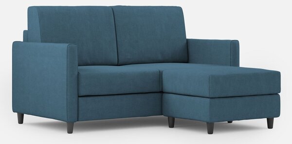 Divano 2 Posti con Pouf 138x155x85 cm Karay in Tessuto Avio