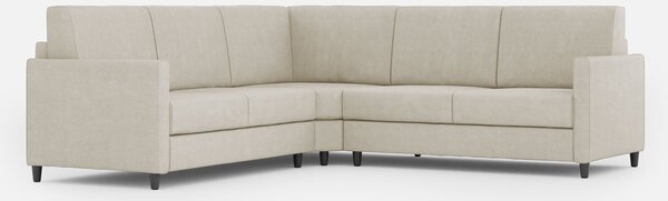 Divano Angolare 5 Posti 221x221x85 cm Karay in Tessuto Latte