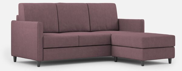 Divano 3 Posti con Pouf 198x155x85 cm Karay in Tessuto Prugna