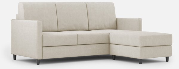 Divano 3 Posti con Pouf 198x155x85 cm Karay in Tessuto Latte