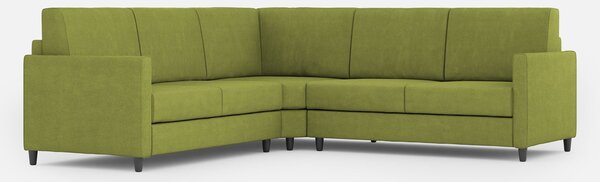 Divano Angolare 5 Posti 221x221x85 cm Karay in Tessuto Verde