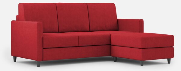 Divano 3 Posti con Pouf 198x155x85 cm Karay in Tessuto Rosso