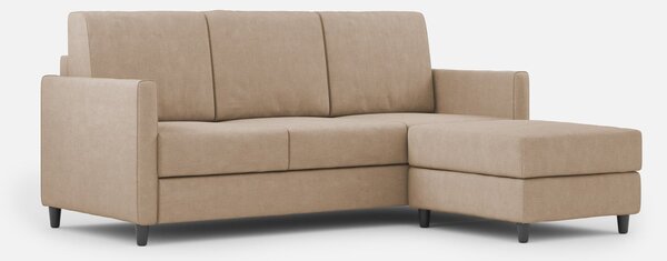 Divano 3 Posti con Pouf 198x155x85 cm Karay in Tessuto Beige