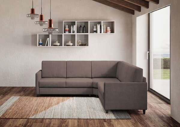 Divano Angolare 5 Posti 221x221x85 cm Karay in Tessuto Talpa