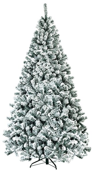 Costway Albero di Natale innevato 225 cm, Albero di Natale artificiale non illuminato e con cerniere