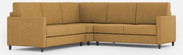 Divano Angolare 5 Posti 221x221x85 cm Karay in Tessuto Ocra