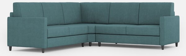 Divano Angolare 5 Posti 221x221x85 cm Karay in Tessuto Petrolio