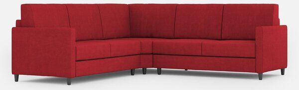 Divano Angolare 5 Posti 221x221x85 cm Karay in Tessuto Rosso