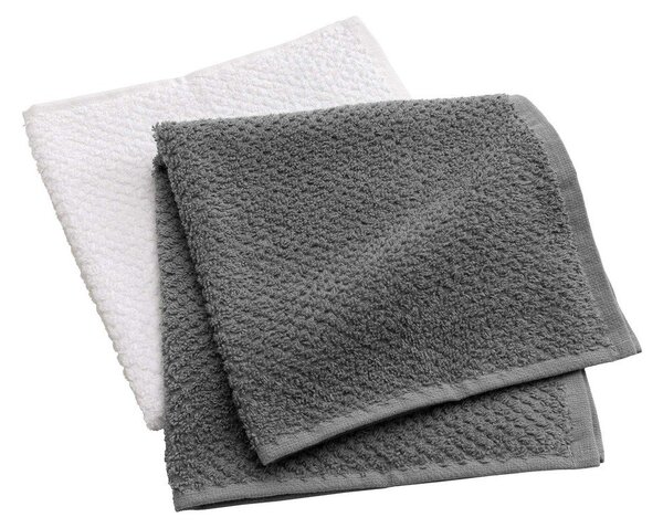 Set di asciugamani tipo terry bianchi/grigi in cotone 2 pz 50x50 cm Gourmet – douceur d'intérieur