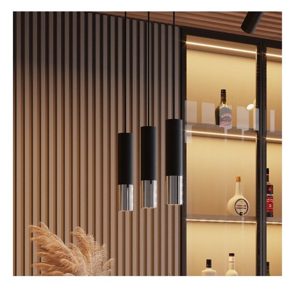Lampadario nero/argentato in metallo ø 8 cm Longbot – Sollux