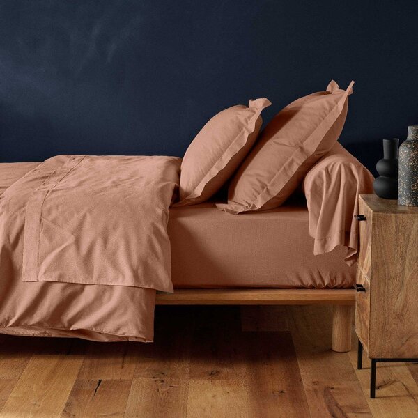 Lenzuolo con angoli color salmone in cotone 160x200 cm Lina – douceur d'intérieur