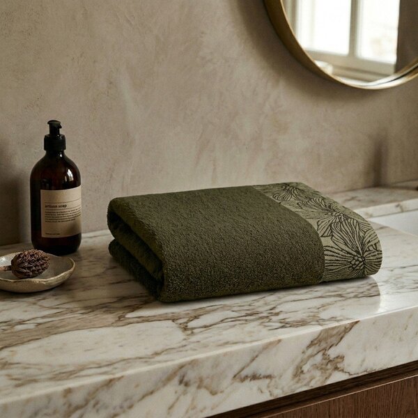 Asciugamano tipo terry verde scuro in cotone 50x100 cm Valencia – My House
