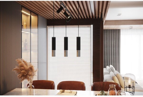 Lampadario nero/argentato in metallo ø 8 cm Longbot – Sollux