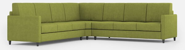 Divano Angolare 7 Posti 281x281x85 cm Karay in Tessuto Verde