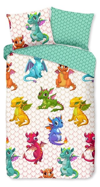 Set copripiumino e federa da bambini in cotone per letto singolo ed esteso 140x220 cm Dragons – Good Morning