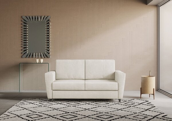 Divano 2 Posti 152x85x85 cm Yasel in Tessuto Latte