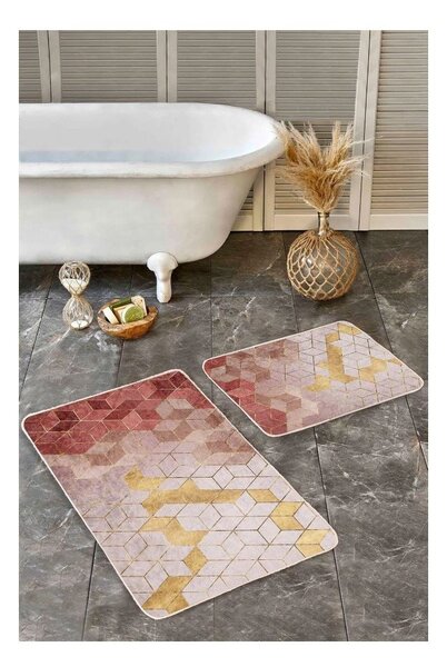 Set di tappetini per il bagno rosa in velluto 2 pz 60x100 cm – Mila Home