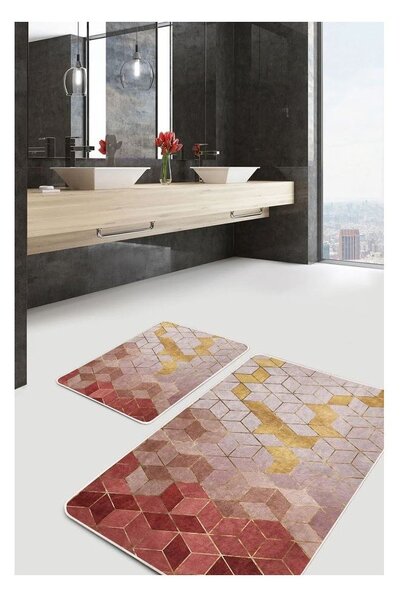 Set di tappetini per il bagno rosa in velluto 2 pz 60x100 cm – Mila Home