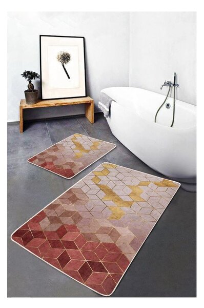 Set di tappetini per il bagno rosa in velluto 2 pz 60x100 cm – Mila Home