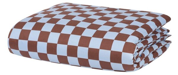 Copripiumino azzurro/marrone in raso di cotone per letto singolo 140x200 cm Plu – noo.ma