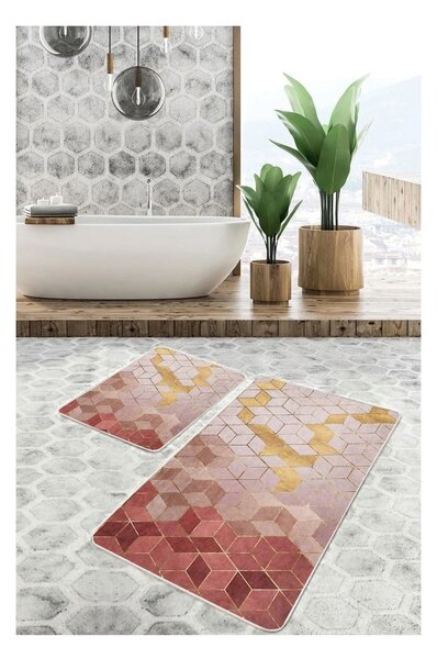 Set di tappetini per il bagno rosa in velluto 2 pz 60x100 cm – Mila Home