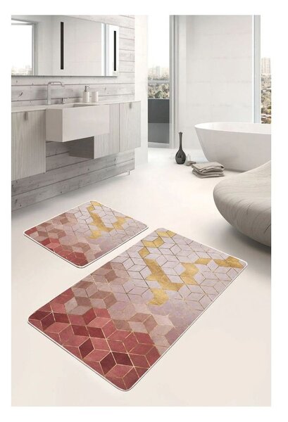Set di tappetini per il bagno rosa in velluto 2 pz 60x100 cm – Mila Home