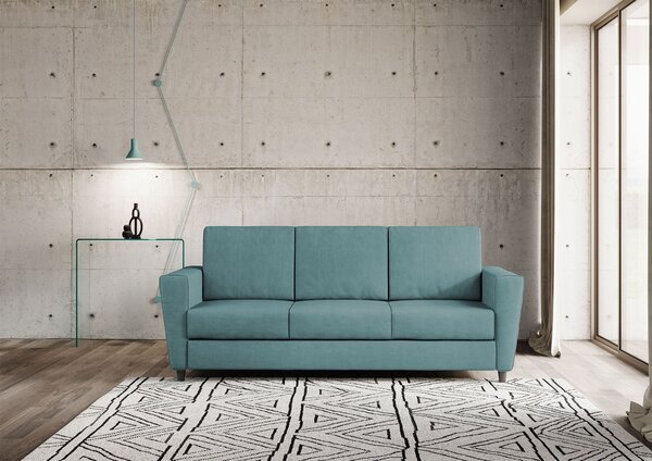 Divano 3 Posti 212x85x85 cm Yasel in Tessuto Petrolio