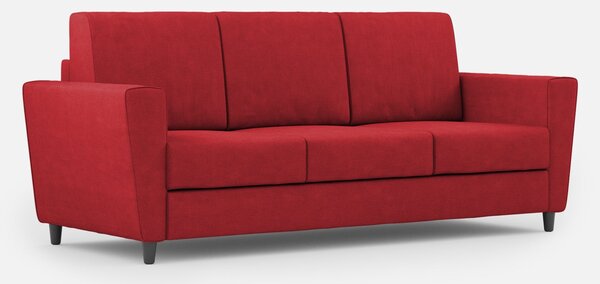 Divano 3 Posti 212x85x85 cm Yasel in Tessuto Rosso