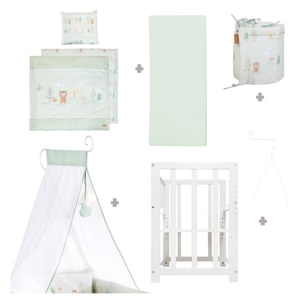 Culla bianca con altezza regolabile e per co-sleeping 90x45 cm Woodland Buddies – Roba