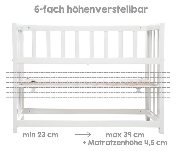 Culla bianca con altezza regolabile e per co-sleeping 90x45 cm Woodland Buddies – Roba