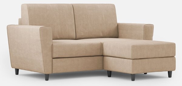 Divano 2 Posti con Pouf 152x155x85 cm Yasel in Tessuto Beige