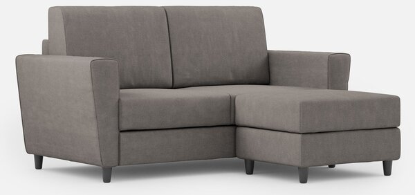 Divano 2 Posti con Pouf 152x155x85 cm Yasel in Tessuto Grigio