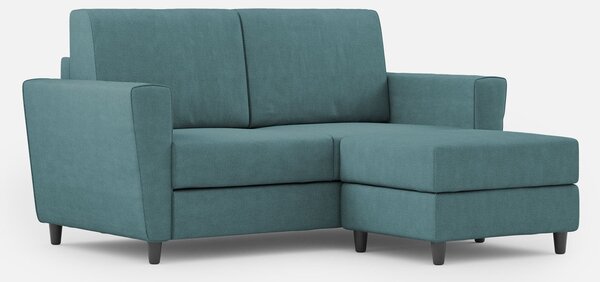 Divano 2 Posti con Pouf 172x145x85 cm Yasel in Tessuto Petrolio