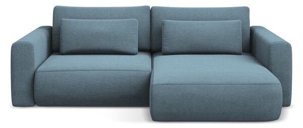 Divano angolare azzurro allungabile/con contenitore (con penisola a destra/con chaise lounge) Kapua – Makamii